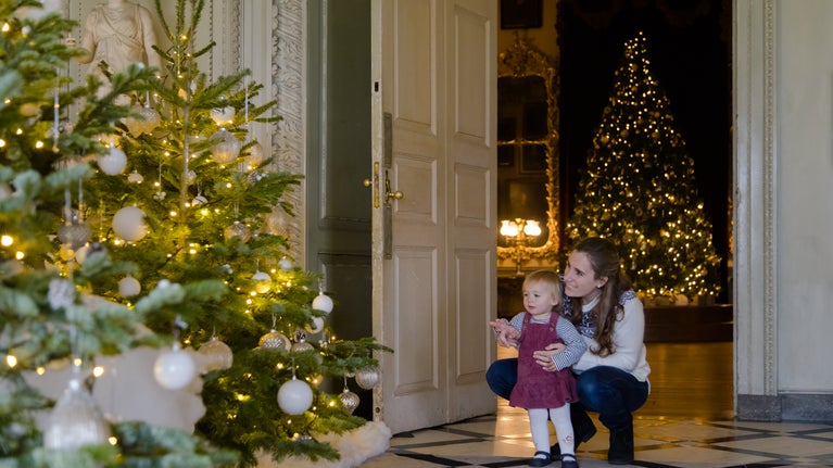 The enchanted winter forest in the Marble Hall at Petworth, West Sussex